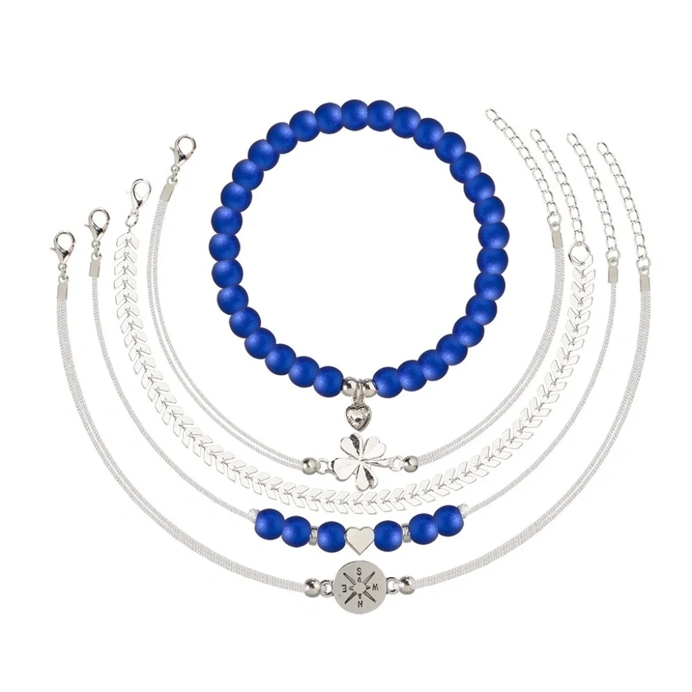 *ELKIE* 5-Pc Silver x Blue Fashion Bracelet Set
